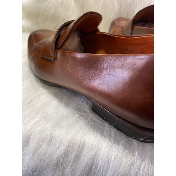 Olf & Sherherd Mens Brown Leather Penny Loafers Size 9.5M Classic Slip-On Dress - Picture 5 of 8